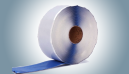 Damp Proofing Construction Tape on blue background
