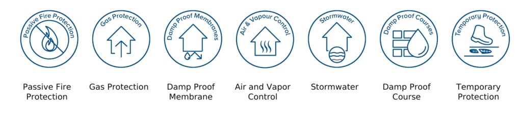 Screenshot_5-5-2026_154318_visqueen.com Construction protection system icons including fire, gas, damp proofing and stormwater