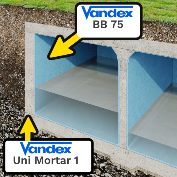 Demonstration image of Vandex's Uni Mortar 1 and BB 75 in use