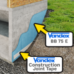 Demonstration image of Vandex's construction joint tape and BB 75 in use (1)